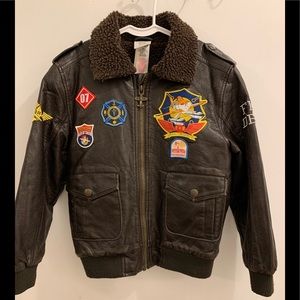 Disney Boys Brown Bomber Jacket Size 5/6 -Planes Movie Theme